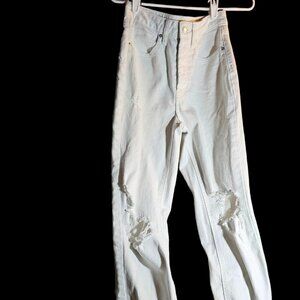 white high rise slim jeans w/ holes at knee, Wild Fable, size 2